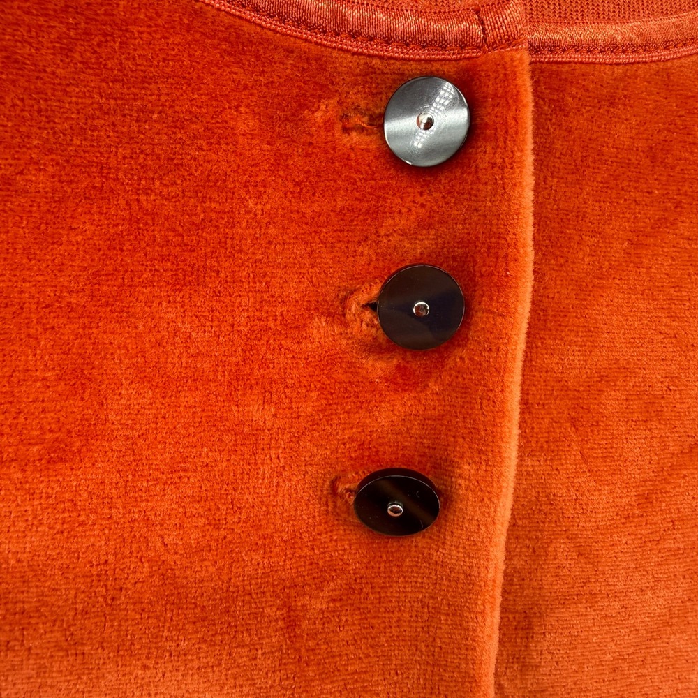 J. Jill Velour Cardigan Womens Large Orange Lace Velvet Trim Button Front Cotton - Picture 5 of 16